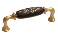Ручка-скоба 96мм, отделка золото матовое + керамика черная 15136P096EW.46
