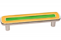 Ручка-скоба 96мм, отделка никель глянец + жёлтый+зелёный 15064Z0960B.Y32