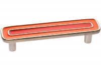 Ручка-скоба 96мм, отделка никель глянец + оранжевый+красный 15064Z0960B.X32