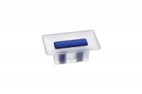 Ручка-кнопка 16мм, отделка транспарент матовый + синий 8.1069.0016.94-0473
