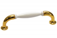 Ручка-скоба 96мм, отделка золото глянец + белая эмаль 7830/102