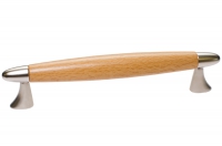 Ручка-скоба 128мм, отделка никель матовый + бук 9.1316.0128.30-90