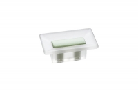 Ручка-кнопка 16мм, отделка транспарент матовый + светло-зелёный 8.1069.0016.94-0411