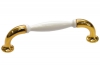 Ручка-скоба 96мм, отделка золото глянец + белая эмаль