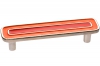 Ручка-скоба 96мм, отделка никель глянец + оранжевый+красный